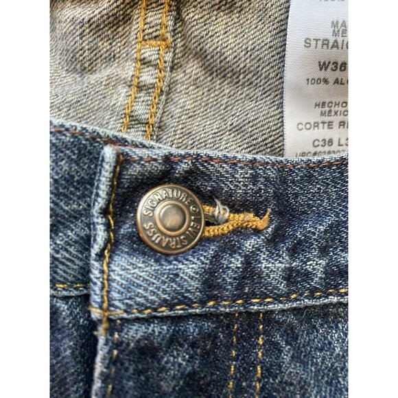 Vintage Levi Strauss Signature Straight Fit Jeans 36X34 Medium Blue Denim Cotton - Picture 11 of 11